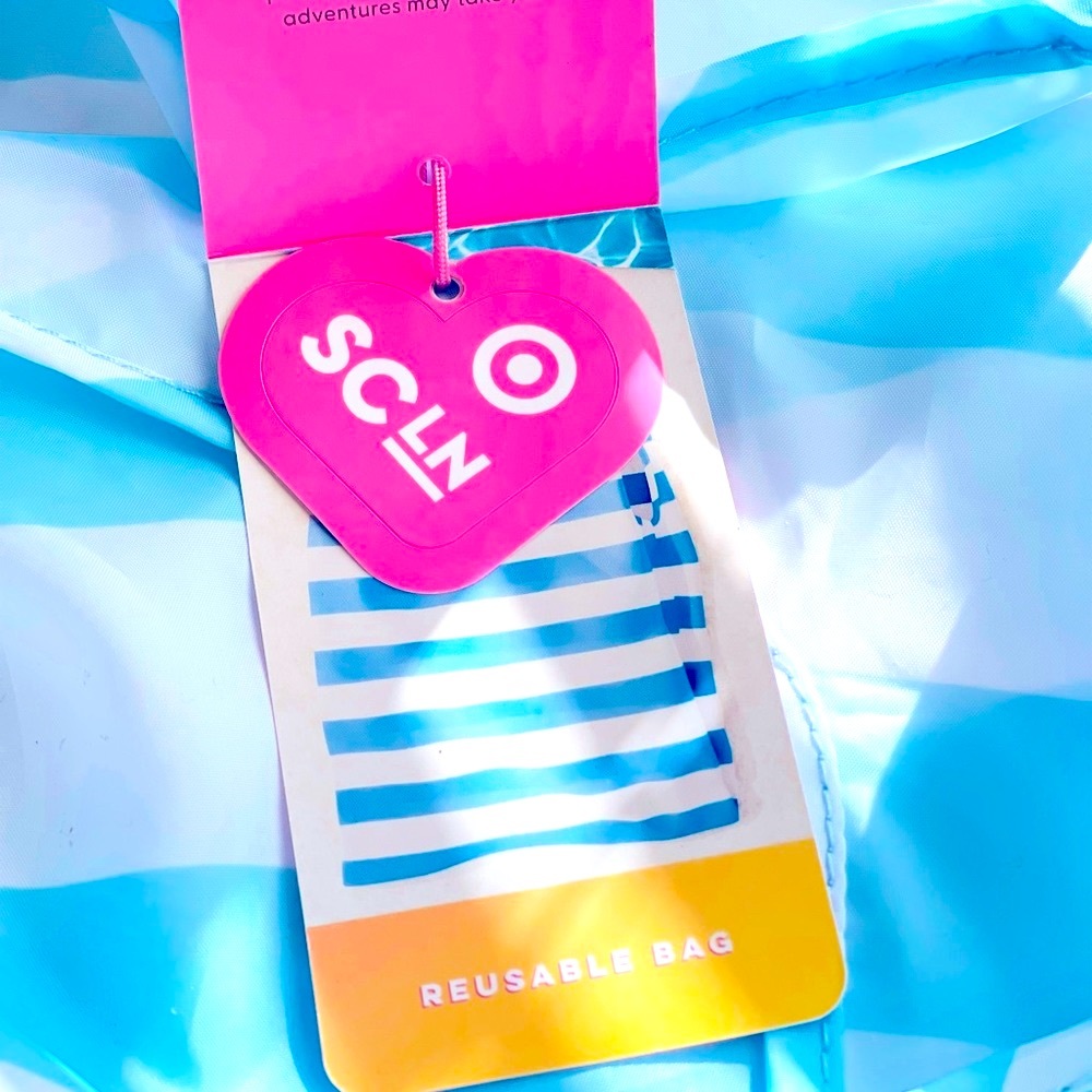 Stoney Clover Lane x Target Reusable Tote Bag Blue & White Stripes - Picture 7 of 9